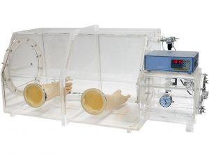 ACRYLIC LABORATORY GLOVE BOX + PRESSURE CONTROLLER